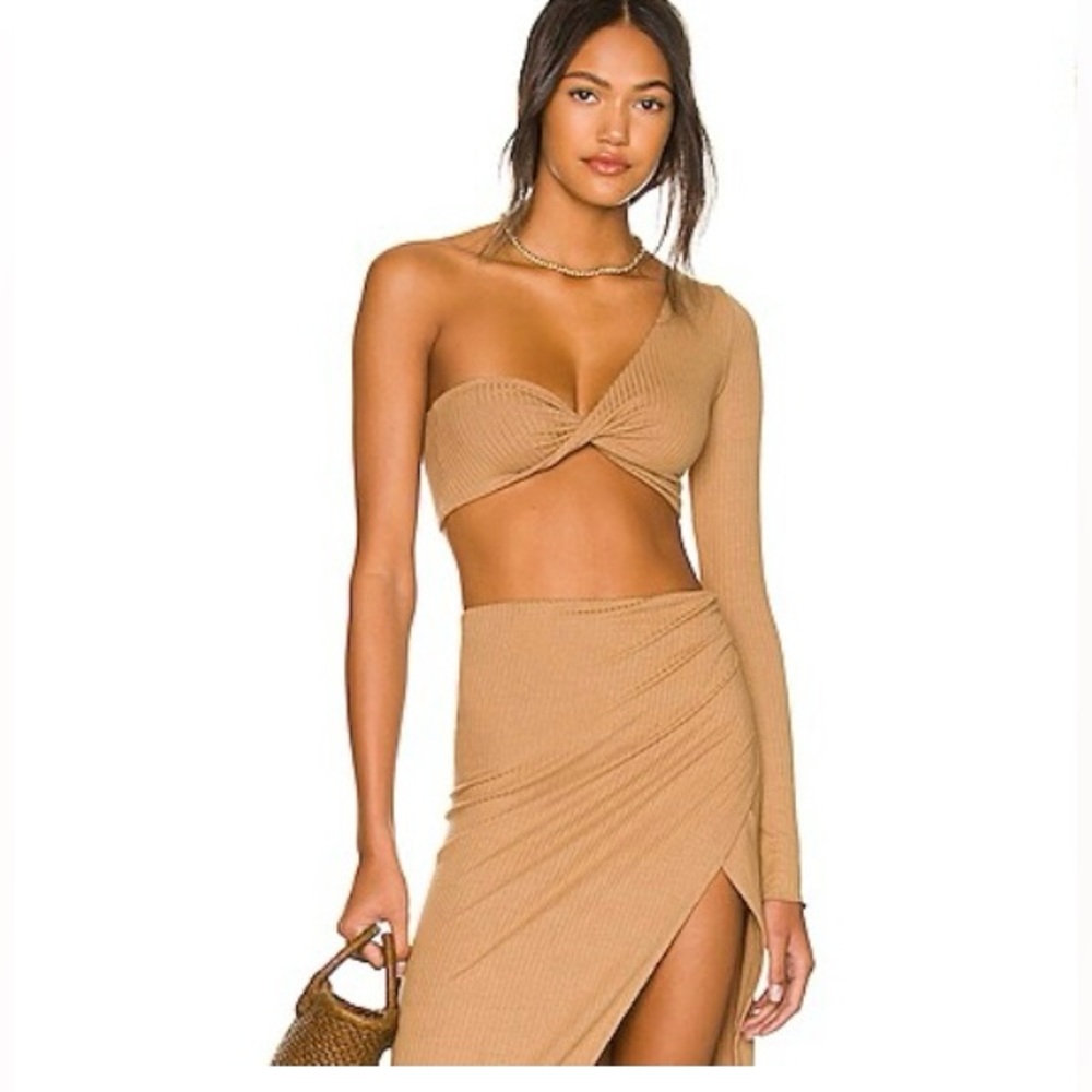 Indah Tan Crop Top and Skirt Set